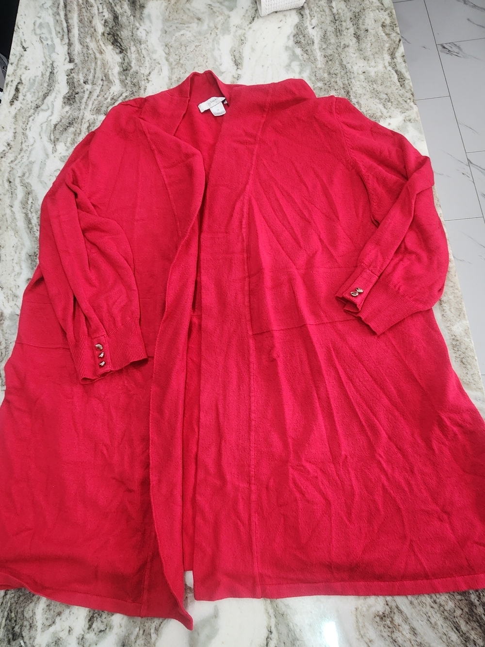 CJ Banks Red Open Front Long Cardigan
